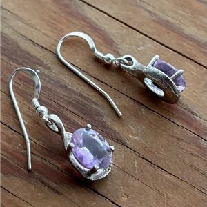 Amethyst Drop Earrings | Sterling Silver | Faceted Gemstone